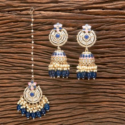 Indo Western Jhumki Earring Tikka With Gold Plating