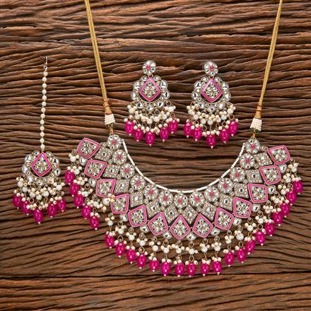 Indo Western Beads Necklace With Mehndi Plating