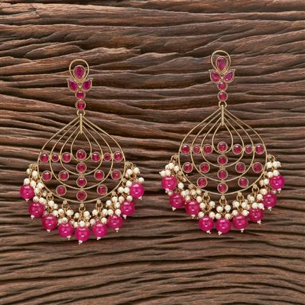 Indo Western Beads Earring With Mehndi Plating