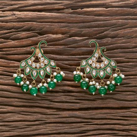 Indo Western Meenakari Earring With Mehndi Plating