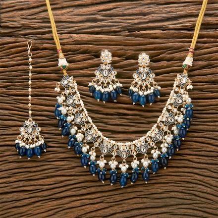 Indo Western Beads Necklace With Gold Plating