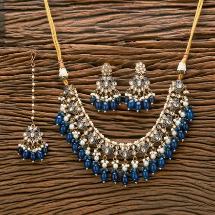 Indo Western Beads Necklace With Mehndi Plating