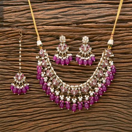 Indo Western Beads Necklace With Mehndi Plating