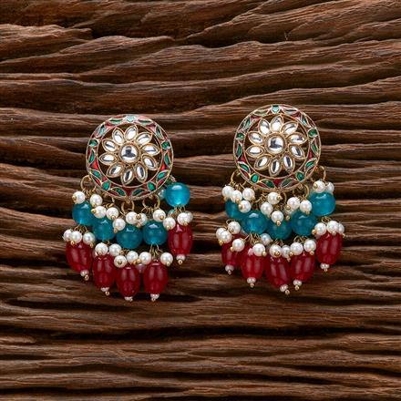 Indo Western Beads Earring With Mehndi Plating