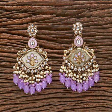 Indo Western Mother Of Pearl Earring With Mehndi Plating