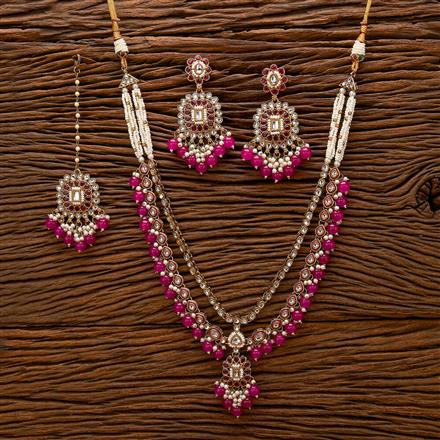Indo Western Meenakari Necklace With Mehndi Plating