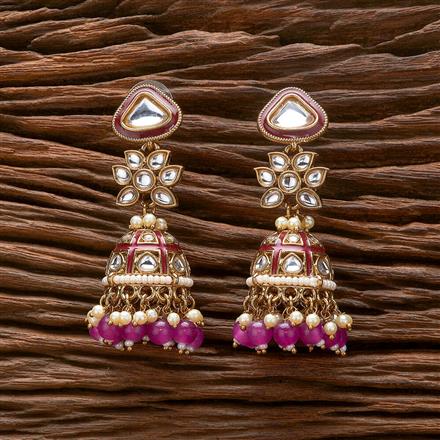 Indo Western Meenakari Jhumki With Mehndi Plating