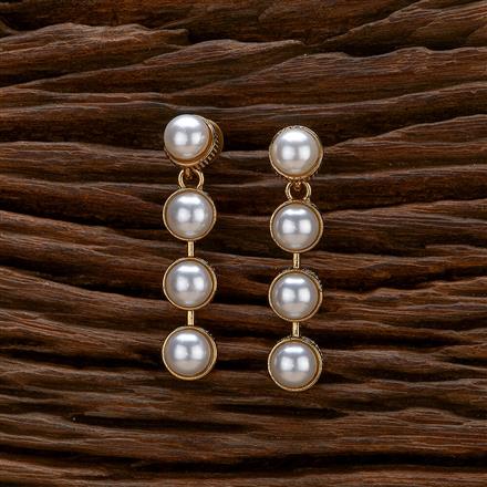 Indo Western Moti Earring With Mehndi Plating