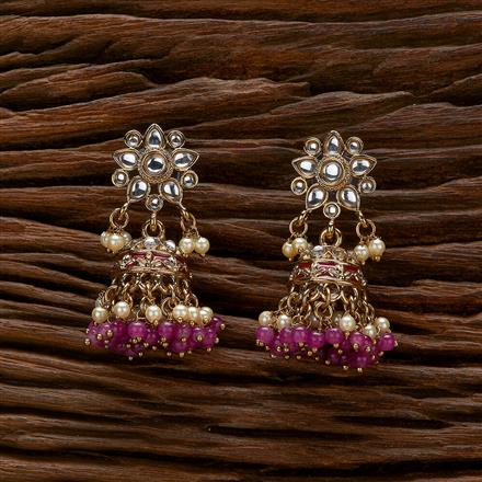 Indo Western Meenakari Earring With Mehndi Plating