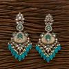 Indo Western Peacock Earring With Mehndi Plating