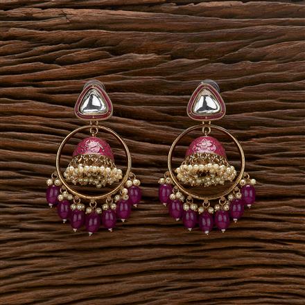 Indo Western Meenakari Earring With Mehndi Plating