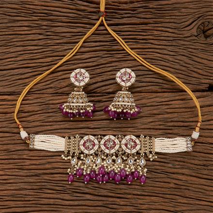 Indo Western Meenakari Necklace With Mehndi Plating