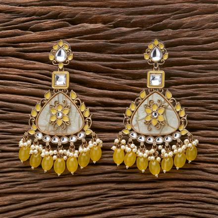 Indo Western Beads Earring With Mehndi Plating