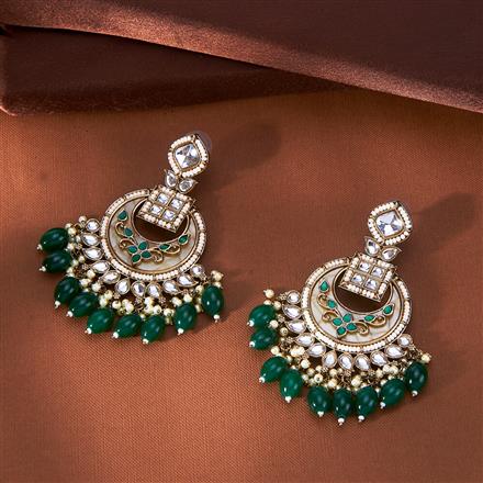 Indo Western Chand Earring With Mehndi Plating