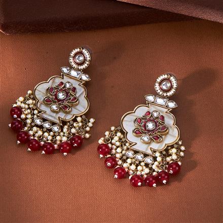 Indo Western Beads Earring With Mehndi Plating