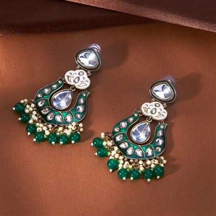 Indo Western Beads Earring With Mehndi Plating