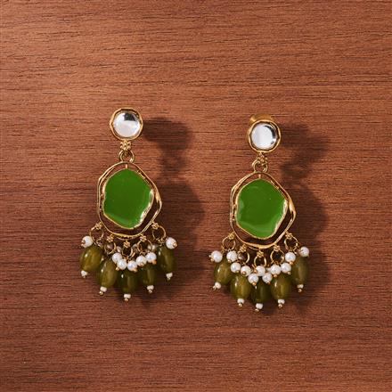 Indo Western Beads Earring With Mehndi Plating