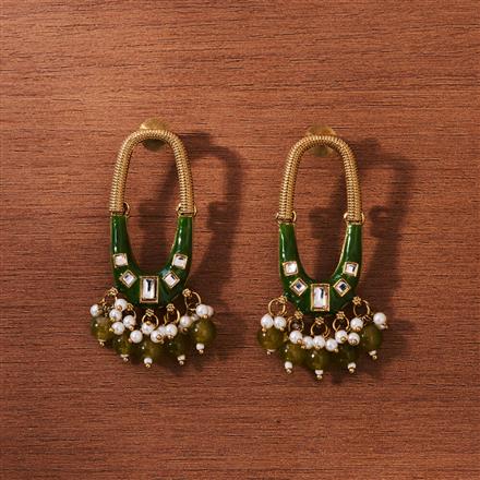 Indo Western Beads Earring With Mehndi Plating