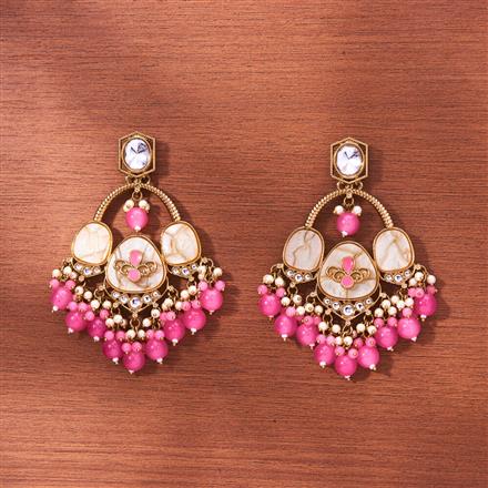 Indo Western Meenakari Earring With Mehndi Plating