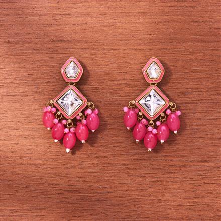 Indo Western Beads Earring With Mehndi Plating