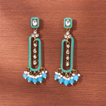 Indo Western Meenakari Earring With Mehndi Plating