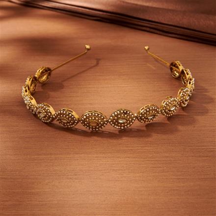 Indo Western Pearl Hair Band With Mehndi Plating