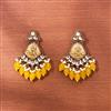 Indo Western Mother Of Pearl Earring With Mehndi Plating