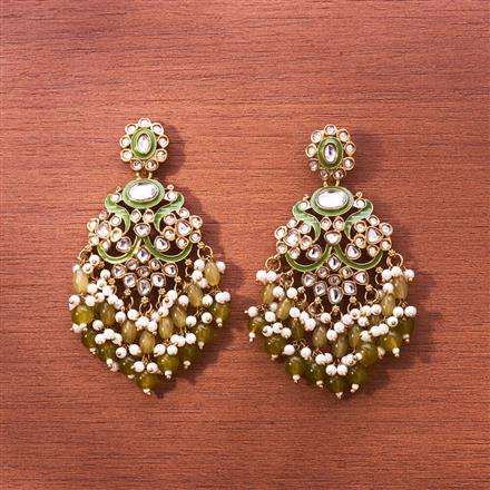 Indo Western Beads Earring With Mehndi Plating