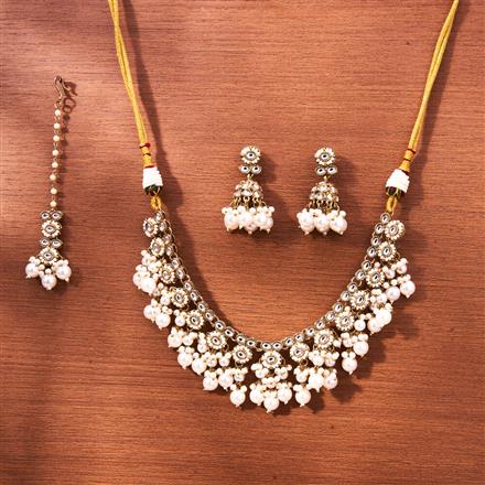 Indo Western Moti Necklace With Mehndi Plating