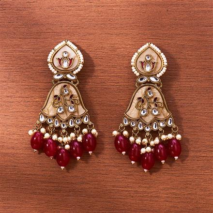 Indo Western Mother Of Pearl Earring With Mehndi Plating