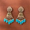 Indo Western Mother Of Pearl Earring With Mehndi Plating