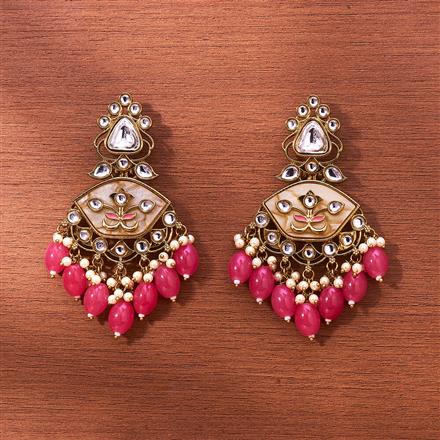 Indo Western Meenakari Earring With Mehndi Plating