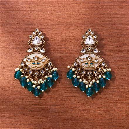 Indo Western Meenakari Earring With Mehndi Plating