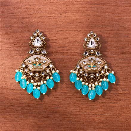 Indo Western Meenakari Earring With Mehndi Plating
