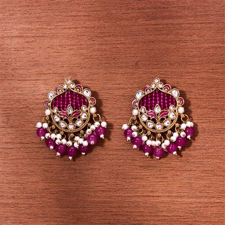 Indo Western Beads Earring With Mehndi Plating