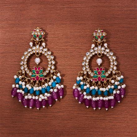 Indo Western Meenakari Earring With Mehndi Plating