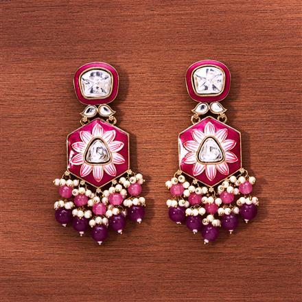Indo Western Meenakari Earring With Mehndi Plating