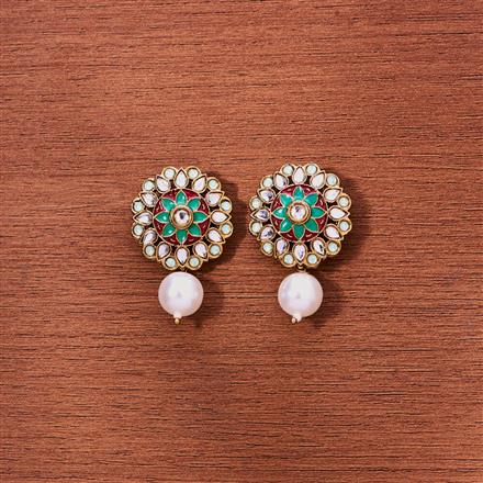 Indo Western Meenakari Earring With Mehndi Plating