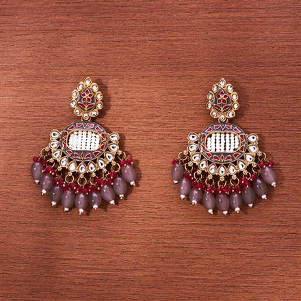 Indo Western Beads Earring With Mehndi Plating