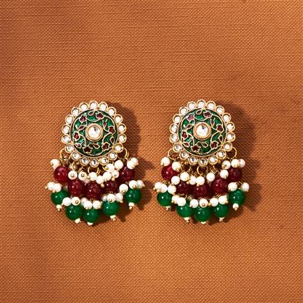 Indo Western Beads Earring With Mehndi Plating