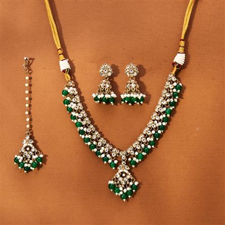 Indo Western Beads Necklace With Mehndi Plating