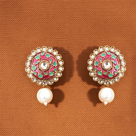 Indo Western Moti Earring With Mehndi Plating