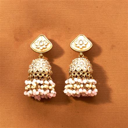 Indo Western Mother Of Pearl Earring With Mehndi Plating