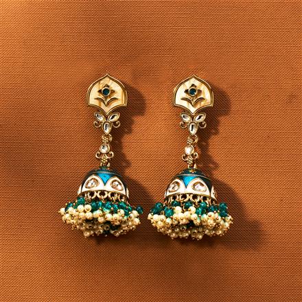Indo Western Meenakari Jhumki With Mehndi Plating