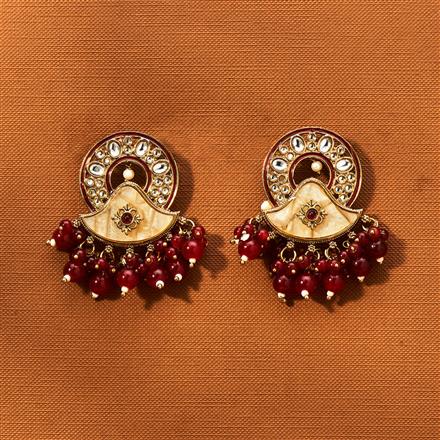 Indo Western Mother Of Pearl Earring With Mehndi Plating