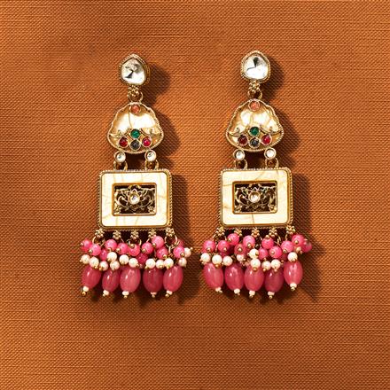 Indo Western Beads Earring With Mehndi Plating