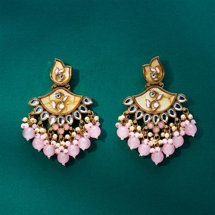 Indo Western Mother Of Pearl Earring With Mehndi Plating