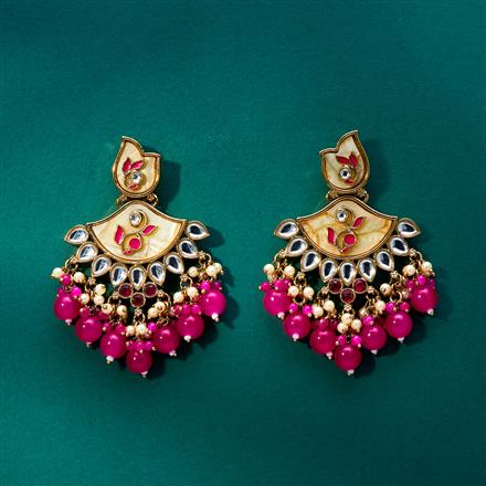 Indo Western Mother Of Pearl Earring With Mehndi Plating