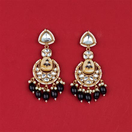 Indo Western Mother Of Pearl Earring With Mehndi Plating