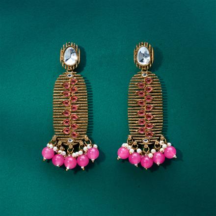 Indo Western Beads Earring With Mehndi Plating
